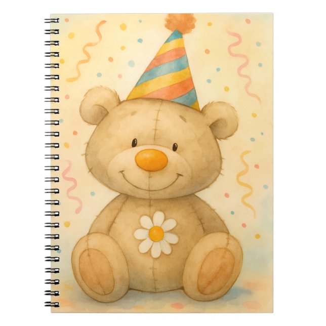 Teddy in einem Party-Hut von Natasha Us Notizblock (Vorderseite)