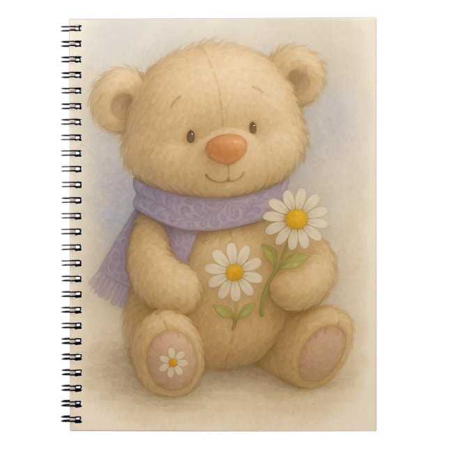 Teddy in Lavendel Scarf von Natasha Us Notizblock (Vorderseite)