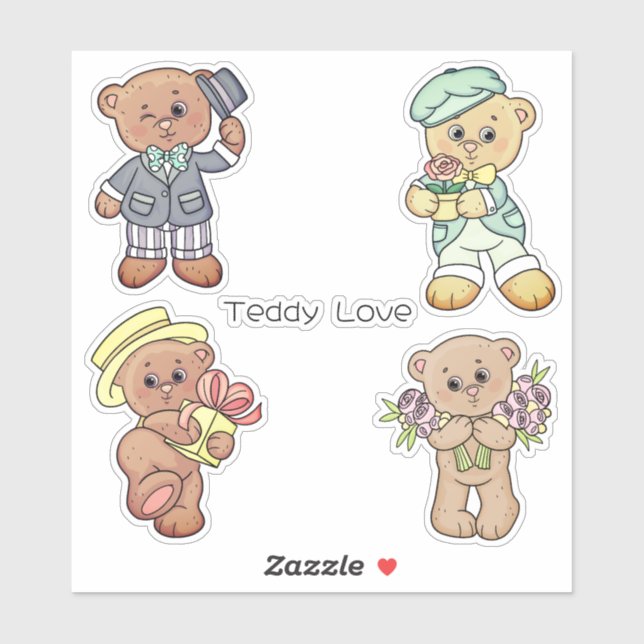 Teddy Liebe Aufkleber (Blatt)