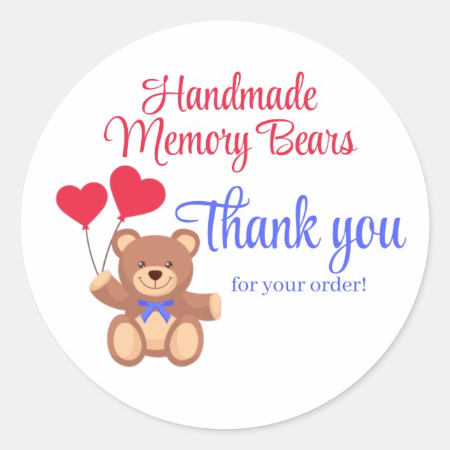 Teddy Memory Bear Vielen Dank Runder Aufkleber (Vorderseite)