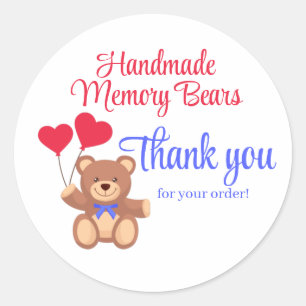 Teddy Memory Bear Vielen Dank Runder Aufkleber