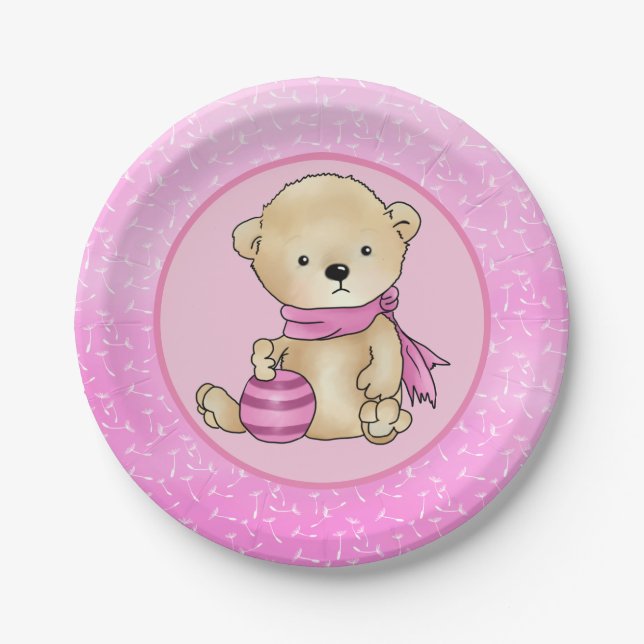 Teddy mit Ball  pappteller (Vorderseite)
