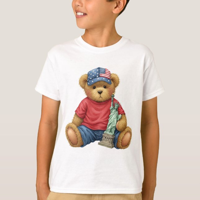 Teddy mit der Freiheitsstatue von Natasha Us T-Shirt (Vorderseite)