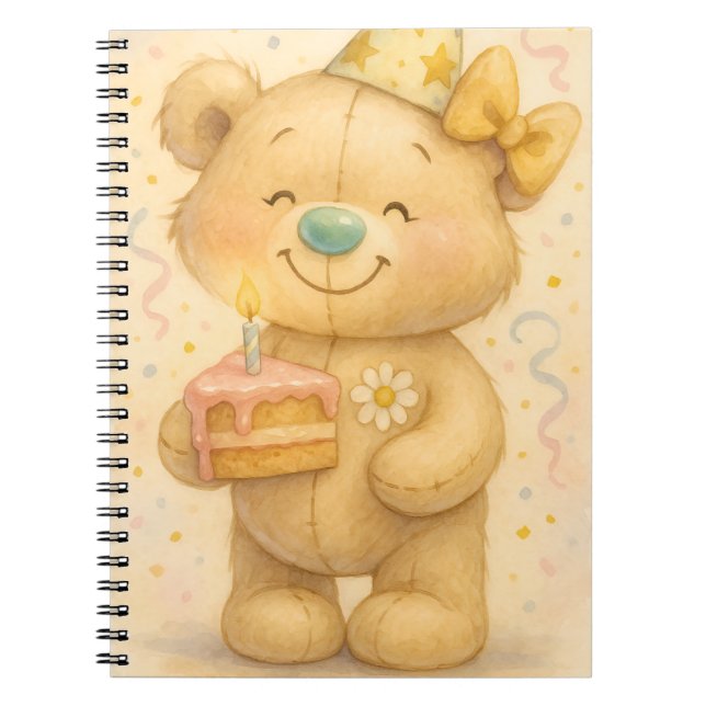 Teddy mit einem Kuchen von Natasha Us Notizblock (Vorderseite)