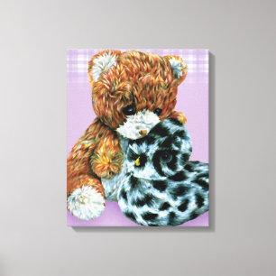 Teddy oursons boudins toile papier violet