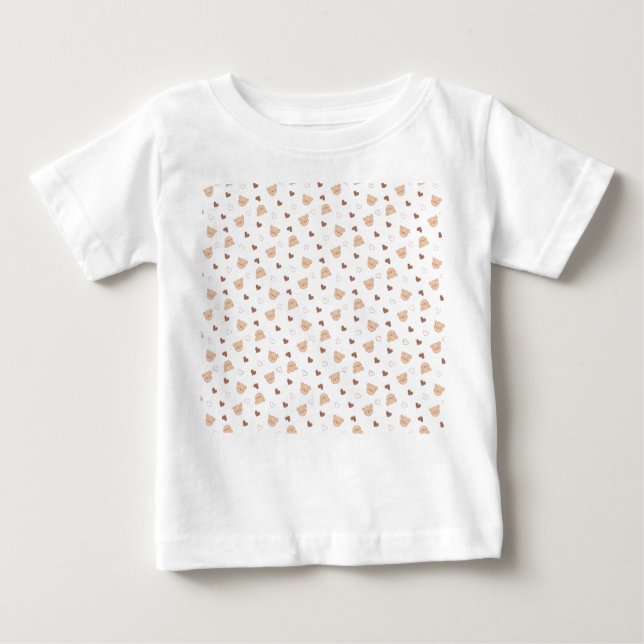 Teddy Pattern mit Herz Baby T-shirt (Vorderseite)
