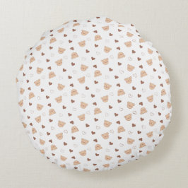 Teddy Pattern mit Herz Rundes Kissen