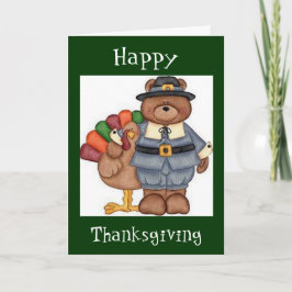 Teddy Pilgrim und Türkei Grußkarte Feiertagskarte