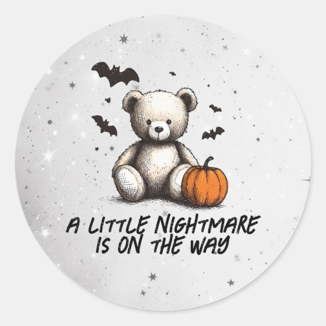 Teddy Pumpkin Baby Shower Runder Aufkleber (Vorderseite)