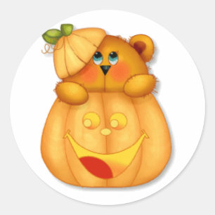 Teddy Pumpkin Runder Aufkleber