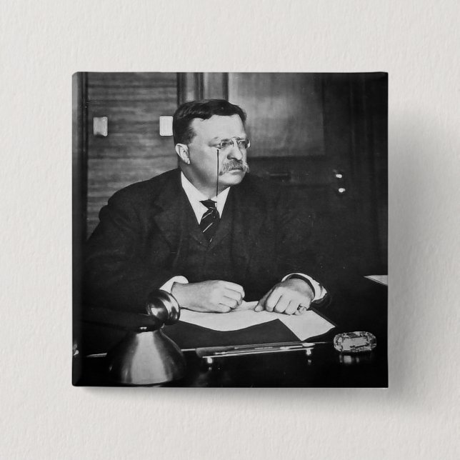 Teddy Roosevelt bei der Arbeit 1912 Button (Vorderseite)