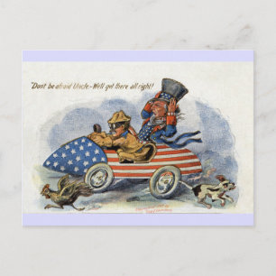 Teddy Roosevelt & Uncle Sam im Patriotischen Auto Postkarte