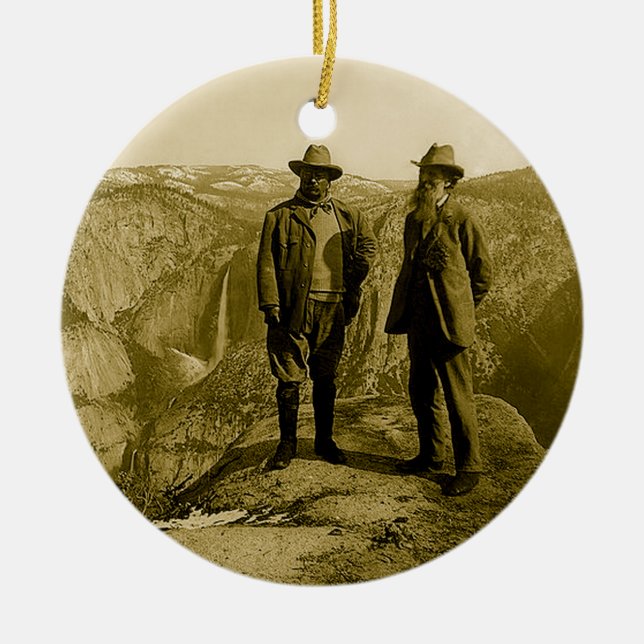 Teddy Roosevelt und John Muir am Gletscher-Punkt Keramik Ornament (Vorne)