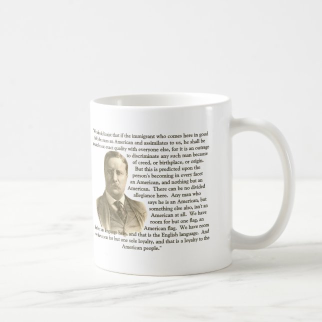 Teddy Roosevelt-Zitat Kaffeetasse (Rechts)