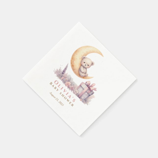 Teddy Rosa Bär Mädchen Serviette (Ecke)