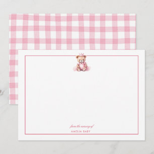Teddy Rosa Bär Süße Babyparty Grußkarte Mitteilungskarte
