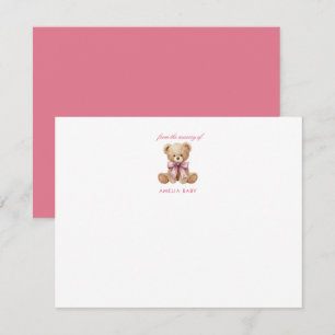 Teddy Rosa Bär Süße Babyparty Grußkarte Mitteilungskarte