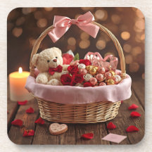 Teddy Rose Korb Romantisches Valentinsherz Getränk