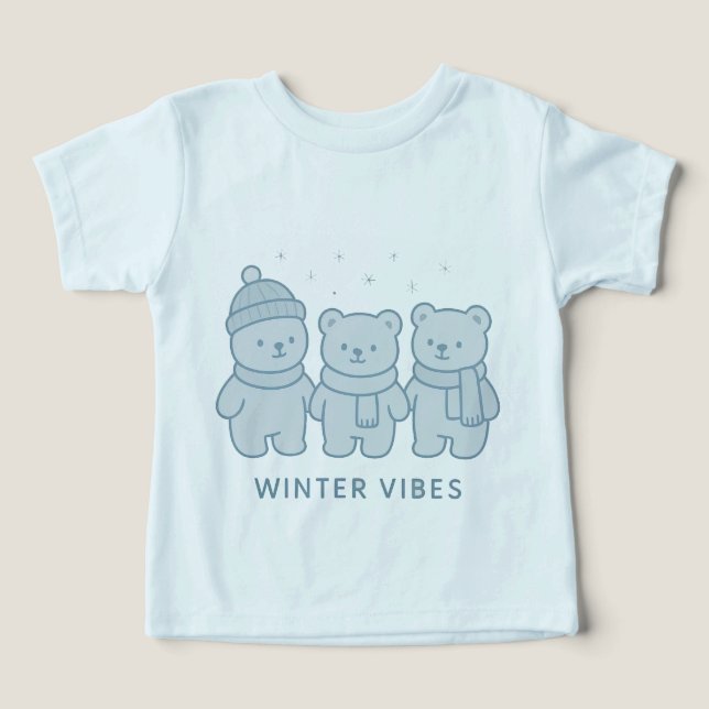 Teddy Team Winter Vibes Kinder T-Shirt (Design Vorderseite)