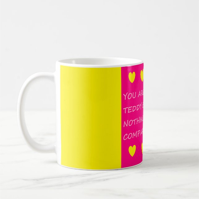 Teddy-Teddy-Bärenbotschaft Gelb-Rosa-Tasse Kaffeetasse (Links)