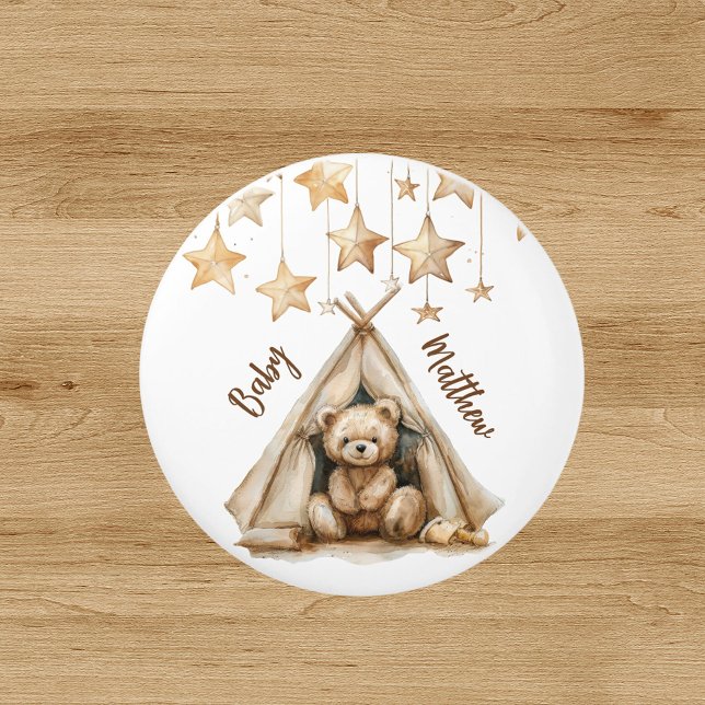 Teddy-Teepe-beige-braune Sterne Boho-Kinderzimmer Keramikknauf (Von Creator hochgeladen)