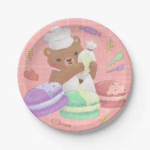Teddy the Baker mit Macarons Pappteller