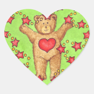 Teddy und Stars Weihnachtsaufkleber Herz-Aufkleber