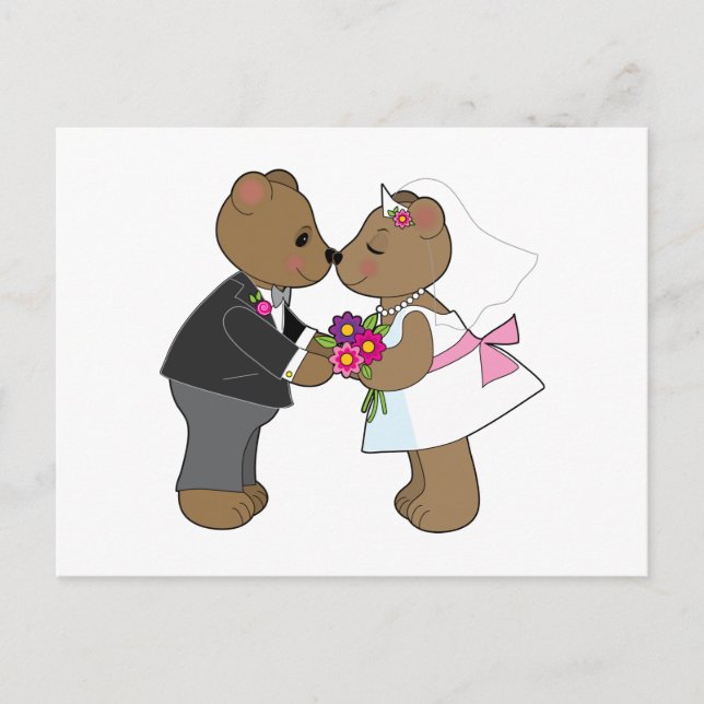 Teddy Wedding Postkarte (Vorderseite)