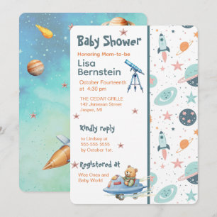 Teddybär-Astronaut-Baby-Party im Weltraum Einladung