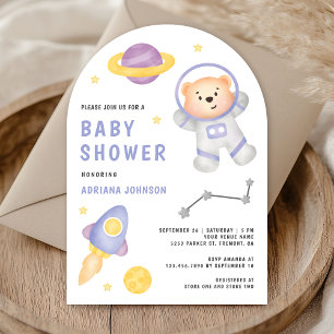 Teddybär-Astronaut im Weltraum - Baby-Party Einladung