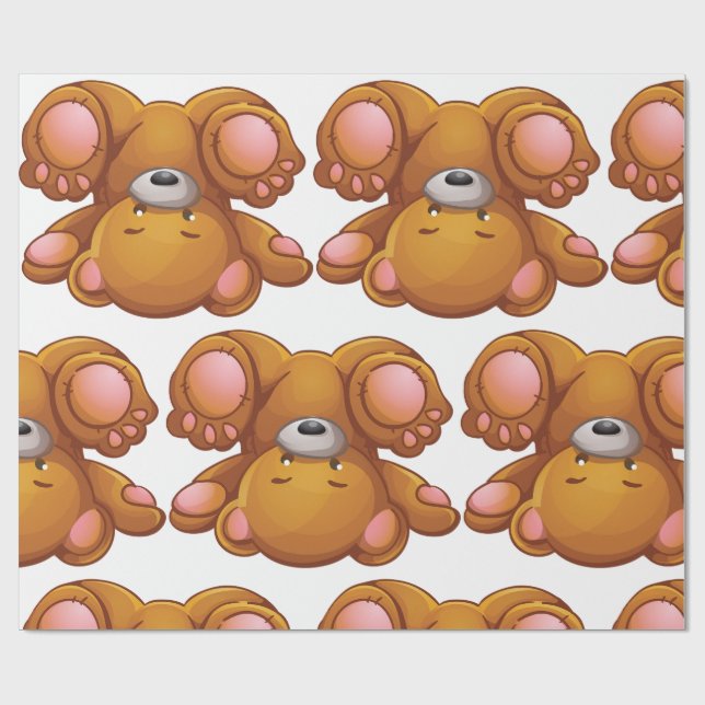 Teddybär auf dem Kopf Geschenkpapier (Flach)