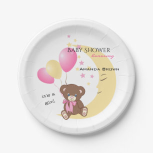 Teddybär auf dem Mond Kinderdusche Pappteller