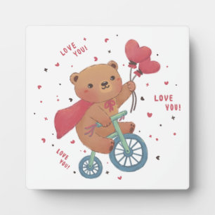 Teddybär auf Fahrrad: Liebe dich! Fotoplatte