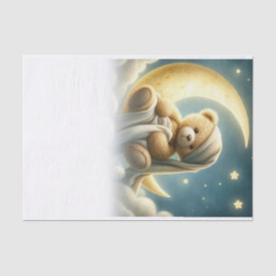 Teddybär auf Mondschein Sterne Himmel Seidenpapier