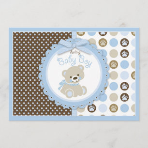 Teddybär-Baby-Babyparty-Blau Einladung