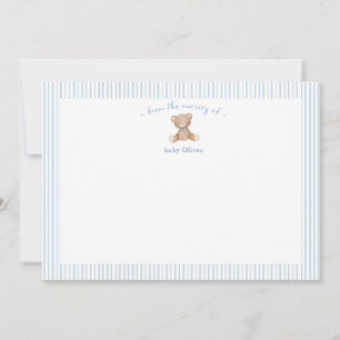 Teddybär Baby Junge blau Dankeskarte
