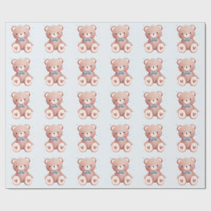 Teddybär-Baby-Jungen-Shower - Sanfte blaue Sterne Geschenkpapier