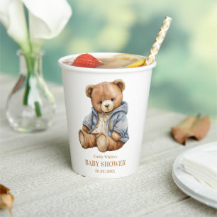 Teddybär-Baby-Party-Einladung Kann kaum warten Pappbecher