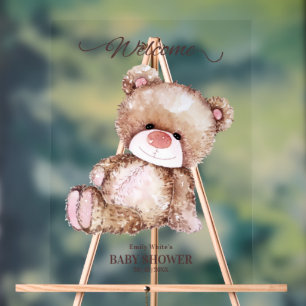 Teddybär-Baby-Party, Mädchen Rosa Bär Baby-Party Acrylschild