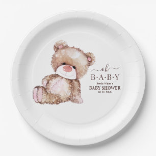 Teddybär-Baby-Party, Mädchen Rosa Bär Baby-Party Pappteller