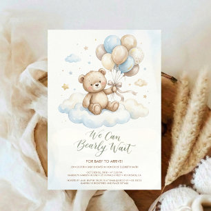 Teddybär-Baby-Party mit braunen Salbeiballons Einladung