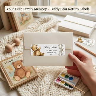 Teddybär-Baby-Party-Rücksende-Adressetiketten