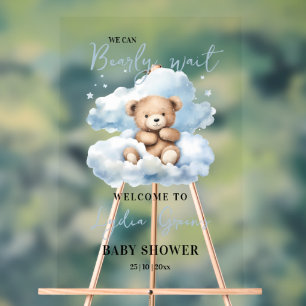 Teddybär-Baby-Shower-Einladung, Kann kaum warten Acrylschild
