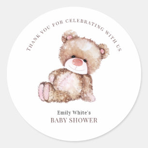 Teddybär-Baby-Shower-Einladung Kann kaum warten Runder Aufkleber