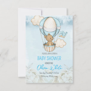 Teddybär-Baby-Shower-Luftballon-Junge-Baby-Shower Einladung
