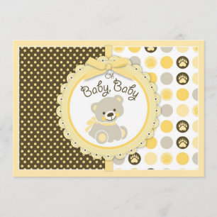 Teddybär-Babyparty-Gelb Einladung