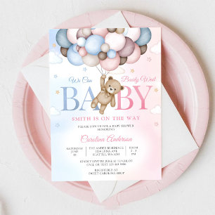 Teddybär-Ballon-Baby-Party-Einladung Einladung