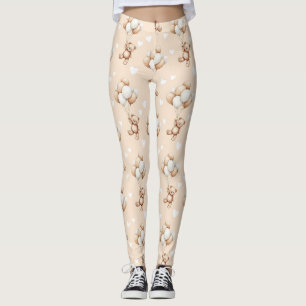 Teddybär-Ballon neutrales Wasserfarbmuster Leggings