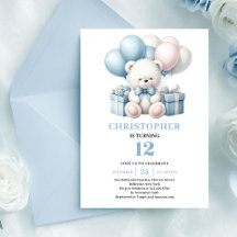 Teddybär-Ballons-Einladung zum Geburtstag für eine