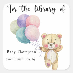 Teddybär-Ballons - für die Bibliothek von Quadratischer Aufkleber
